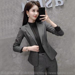 灰色职业装女套装新款气质名媛高端西装女总裁西服正装上班工作服