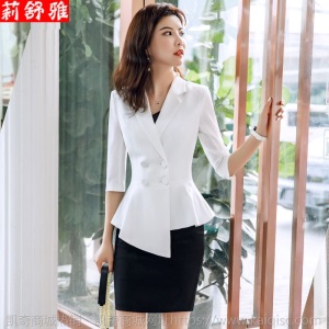 网红西装套装女春夏时尚中袖薄款气质西服职业装套裙美容师工作服