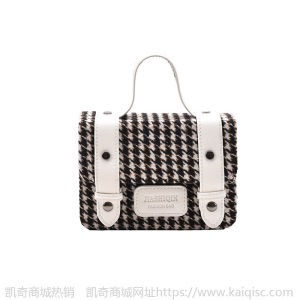 上新2021凯奇复古风小方包时尚千鸟格撞色单肩斜挎女包质感包批发