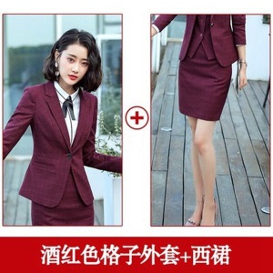 职业装女装套装2021春秋时尚气质格子西装商务正装西服工装工作服