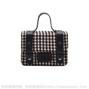 上新2021凯奇复古风小方包时尚千鸟格撞色单肩斜挎女包质感包批发