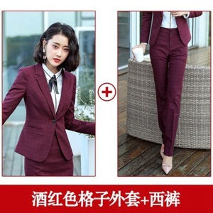 职业装女装套装2021春秋时尚气质格子西装商务正装西服工装工作服