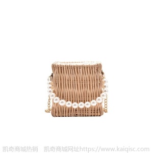 上新春夏小包包女韩版杨思草编流行珍珠手提单肩斜挎包仙女风潮流
