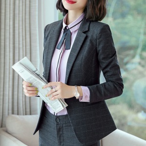 职业装女装套装2021春秋时尚气质格子西装商务正装西服工装工作服