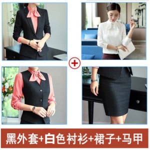 职业装女长袖春秋新款OL格子西装套装时尚正装两件套面试工作服女