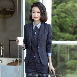 职业装女装套装2021春秋时尚气质格子西装商务正装西服工装工作服