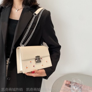 包包女2021韩版时尚春季小清新花朵单肩斜挎包网红洋气小方包凯奇