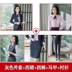 职业装女装套装2021春秋时尚气质格子西装商务正装西服工装工作服