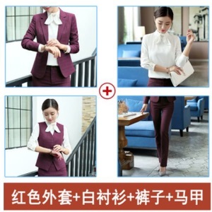 职业装女长袖春秋新款OL格子西装套装时尚正装两件套面试工作服女