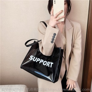 上新包包女2021夏季新款ins磨砂时尚果冻子母包透明大容量手提包