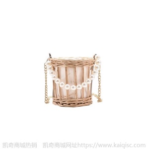 上新春夏小包包女韩版杨思草编流行珍珠手提单肩斜挎包仙女风潮流