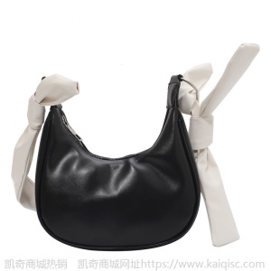凯奇包包女2021时尚新款韩版复古简约软pu饺子包蝴蝶结单肩斜挎包