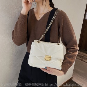 包包女包新款2021韩版ins绣线方包时尚链条软pu单肩斜挎包批发潮