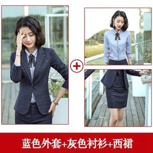 职业装女装套装2021春秋时尚气质格子西装商务正装西服工装工作服