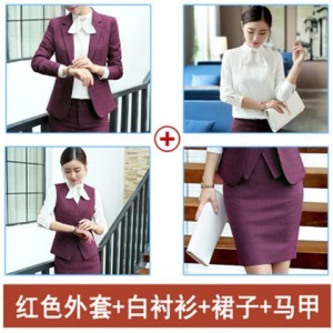 职业装女长袖春秋新款OL格子西装套装时尚正装两件套面试工作服女