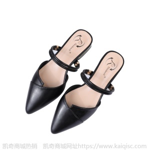 包头凉鞋女夏2021年新款两穿中跟粗跟平底鞋仙女风黑色白色半拖鞋
