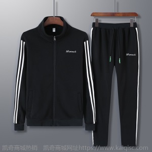 凯奇专供男士外套春秋季休闲运动套装大码上衣潮流立领卫衣两件套