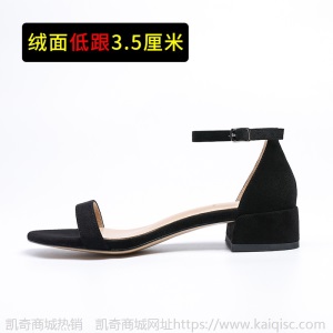 真皮一字带凉鞋女夏细跟性感仙女风ins潮网红百搭中跟粗跟高跟鞋