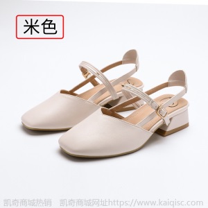 包头凉鞋女2021年新款夏季休闲小仙女风ins潮中跟粗跟大小码女鞋