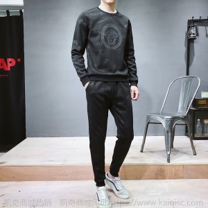 秋秋季新款男式长袖卫衣套装男青少年韩版潮休闲印花学生运动外套