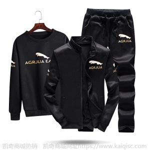 运动套装男秋季长袖休闲套装捷豹新款运动服套装男士春秋款三件套
