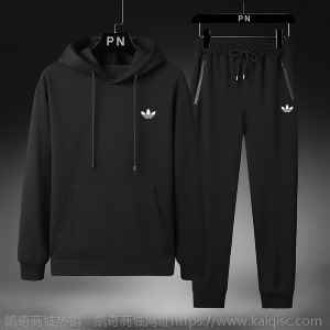 男士潮牌三叶官网青年运动套装男秋季休闲学生装圆领套头连帽卫衣