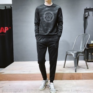 秋秋季新款男式长袖卫衣套装男青少年韩版潮休闲印花学生运动外套