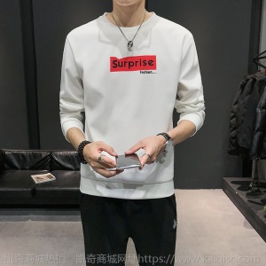 SUP秋季新款长袖圆领印花卫衣套装男韩版潮流长裤休闲运动两件套