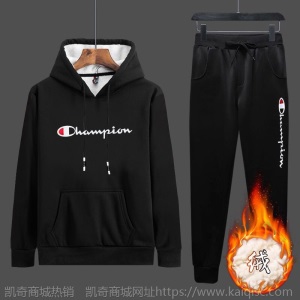 男孩连帽卫衣套装2019新款秋冬青少年高中学生休闲运动加绒两件套