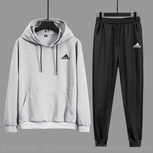 男士运动长袖套装2021春秋季新款时尚印花连帽卫衣潮男卫裤两件套