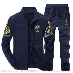 凯奇春秋男士运动套装休闲长袖棒球服外套青年男卫衣时尚两件套