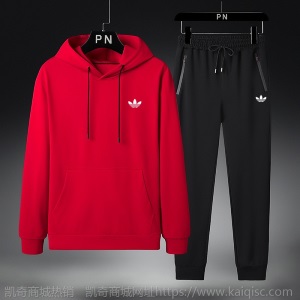 男士潮牌三叶官网青年运动套装男秋季休闲学生装圆领套头连帽卫衣