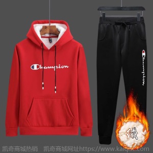 男孩连帽卫衣套装2019新款秋冬青少年高中学生休闲运动加绒两件套