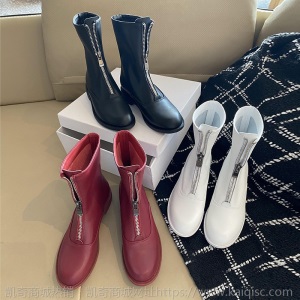 guidi鬼帝靴子女短靴2021新款春秋单靴白色前拉链马丁靴红色女靴
