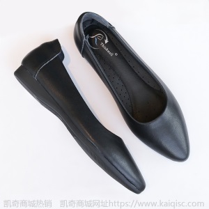 真皮单鞋女春秋2021新款平底鞋黑色工作鞋浅口尖头大码小码女鞋子