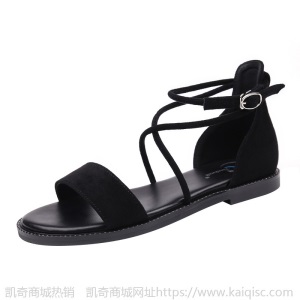 凉鞋女夏仙女风一字带平底鞋ins潮网红水钻罗马平跟大码小码女鞋