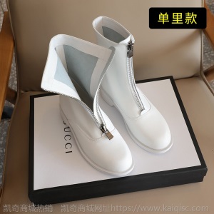 guidi鬼帝靴子女短靴2021新款春秋单靴白色前拉链马丁靴红色女靴