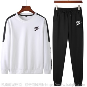 休闲运动套装男2021年春秋韩版圆领印花长袖卫衣长裤男装两件套新