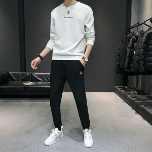 秋季新款男士休闲套装时尚百搭圆领卫衣套装两件套上衣潮男装