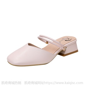 包头凉鞋女2021年新款中跟粗跟方头时尚网红罗马鞋一鞋两穿凉拖鞋