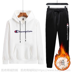 男孩连帽卫衣套装2019新款秋冬青少年高中学生休闲运动加绒两件套