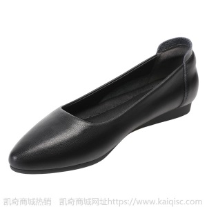 真皮单鞋女春秋2021新款平底鞋黑色工作鞋浅口尖头大码小码女鞋子