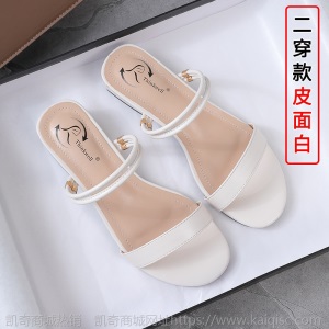 凉鞋女夏2021年新款平底鞋中跟粗跟一字带仙女风学生ins潮罗马鞋
