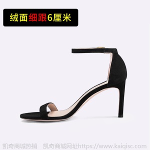 真皮一字带凉鞋女夏细跟性感仙女风ins潮网红百搭中跟粗跟高跟鞋
