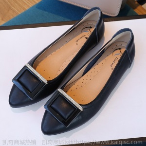 真皮单鞋女2021新款春秋黑色平底工作鞋浅口尖头皮鞋大码小码女鞋