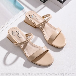 两穿凉鞋女夏2021年新款粗跟中跟一字带时尚网红仙女风小码女鞋子