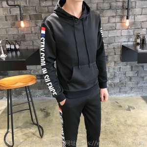 2018新款卫衣套装男秋季连帽休闲青少年运动两件套学生春秋装外套