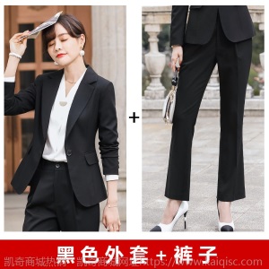 一粒扣黑色韩版修身职业套裤2019秋冬新款OL正装工作服西装套装女