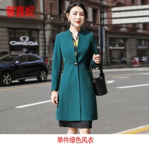风衣女秋流行洋气无领西装外套新款韩版气质修身显瘦网红长款大衣