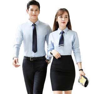 正装工作服白衬衫定制刺绣LOGO男女同款长袖商务长袖职业装衬衣棉